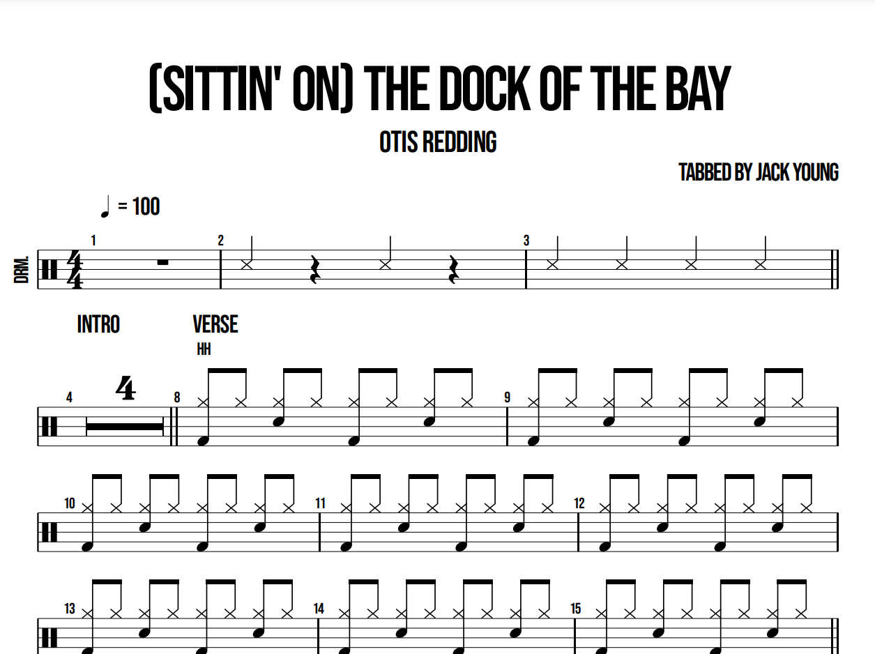 (Sittin' On) The Dock Of The Bay - Otis Redding | Drum Sheet Music PDF