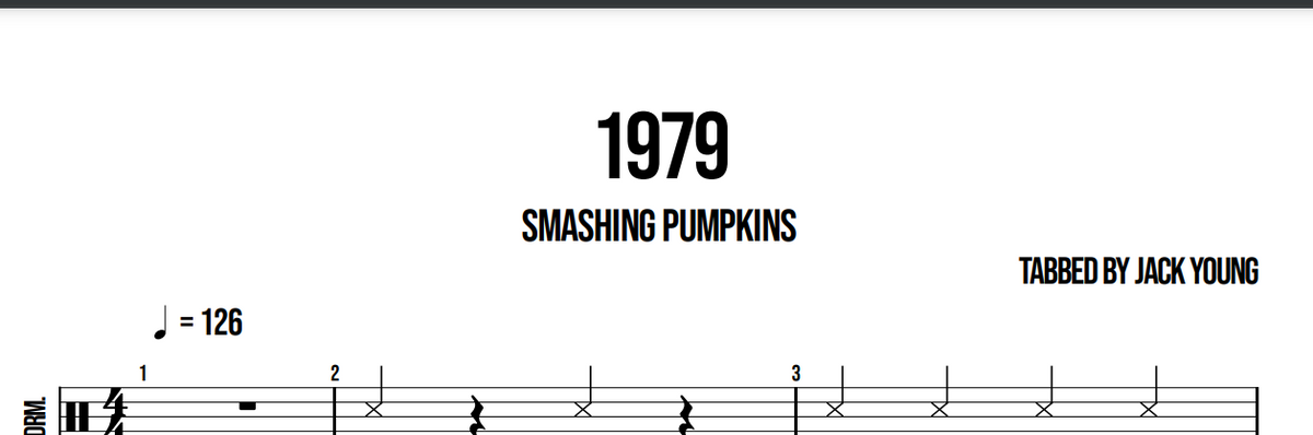1979 - Smashing Pumpkins | Drum Sheet Music PDF